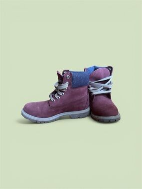 Timberland Burgundy Suede Lace-Up Ankle Boots